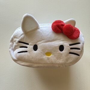 White Cat Pencil Case Make-Up Bag Kawaii Japanese Style Anime Stationary Red Bow